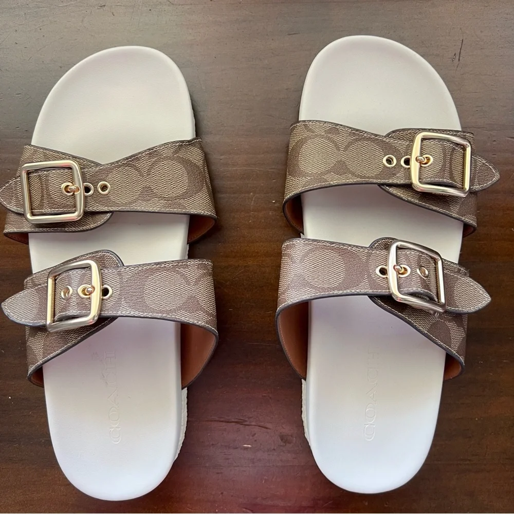 Coach Allanah Slide Sandals in Signature Canvas - Picture 2 of 4